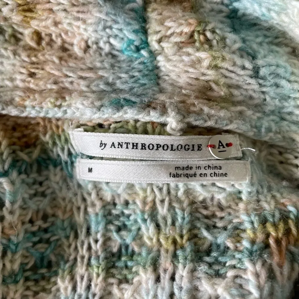Anthropologie Space Dyed Longline Boho Cardigan Blue Green SZ M